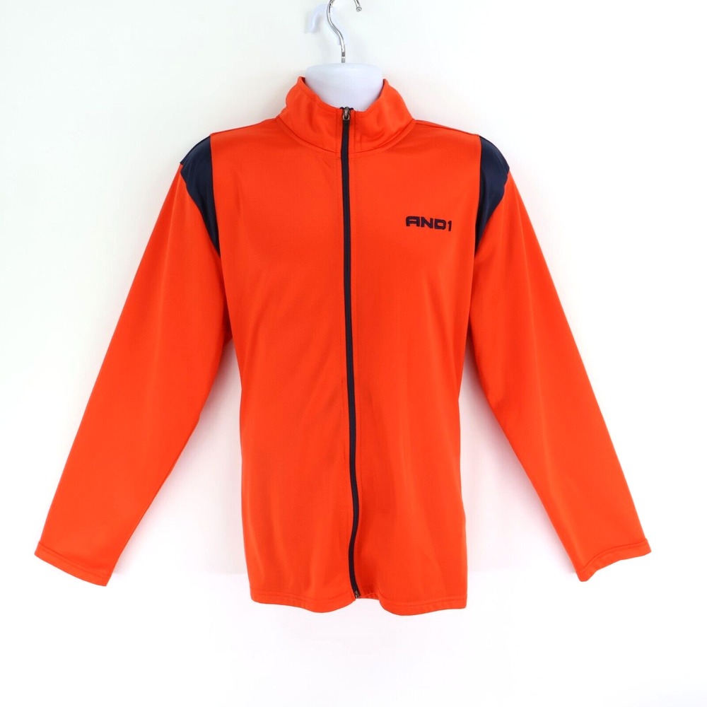 AND 1 Activewear‎ Jacket Full Zip Mens Size L Orange 100% Polyester Pockets